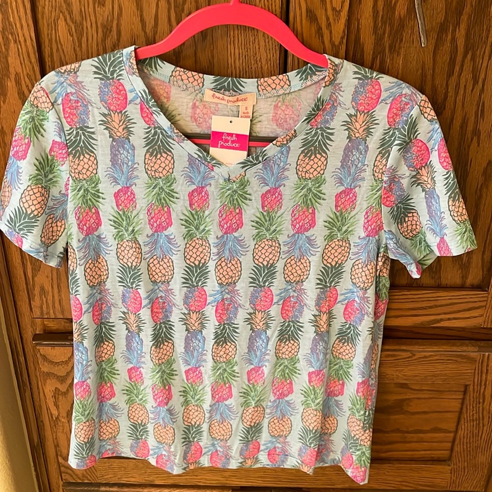 Fresh Produce Tee T- Shirt Small Pineapple‎ Print